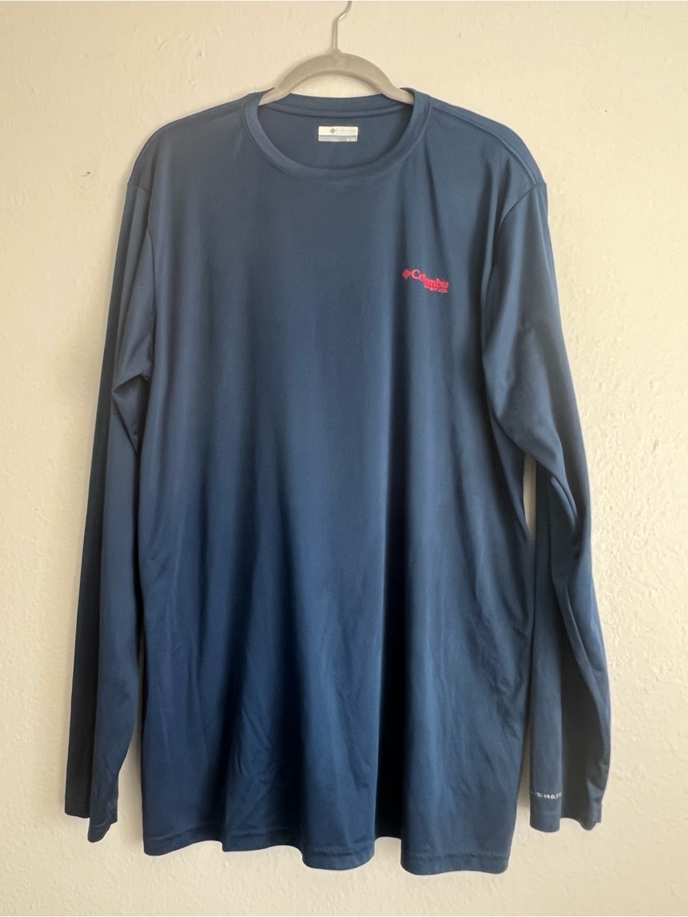 Columbia Long Sleeve Performance Tee - Navy with Pink Logo XL